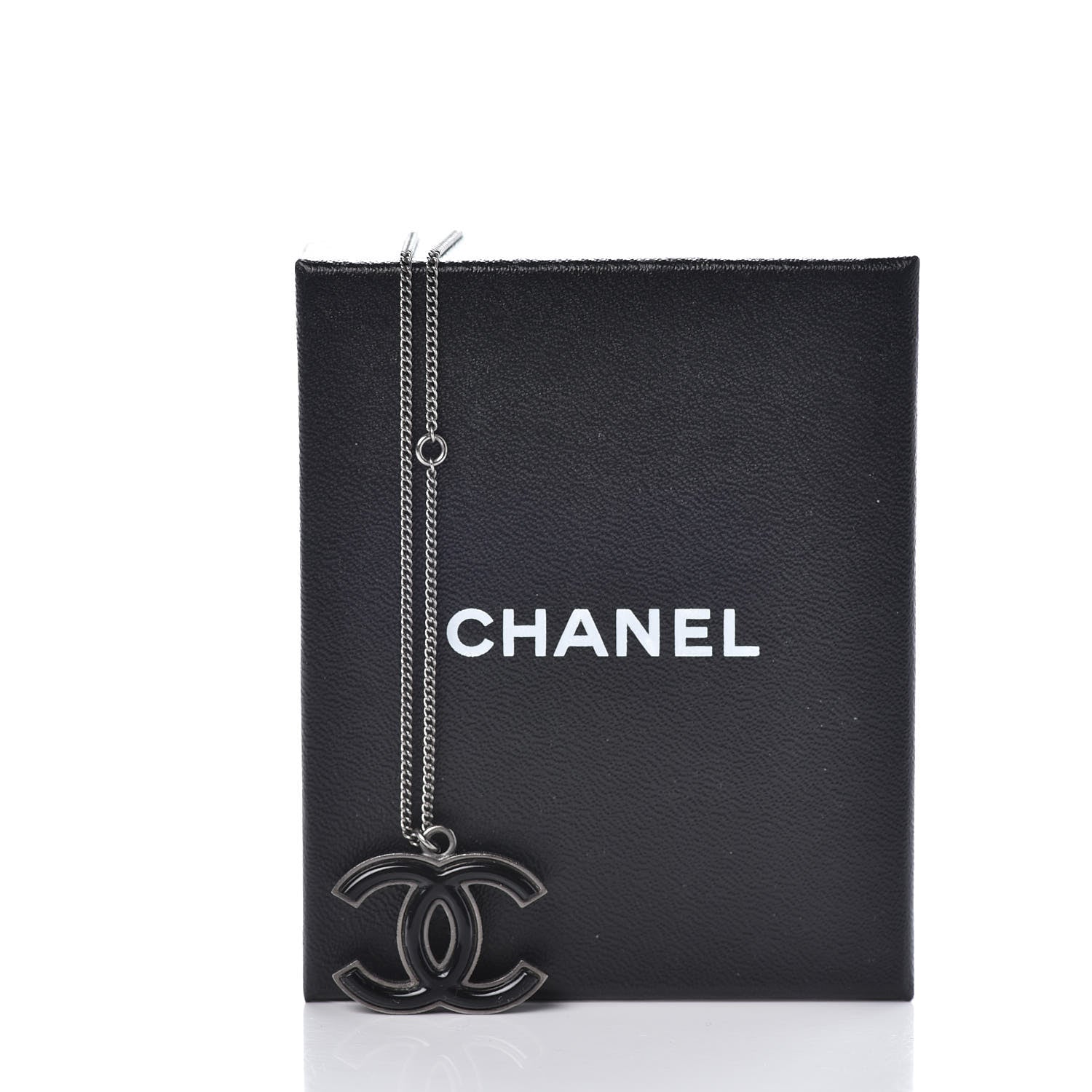 Chanel Enamel CC Necklace Silver Black 7 of 7