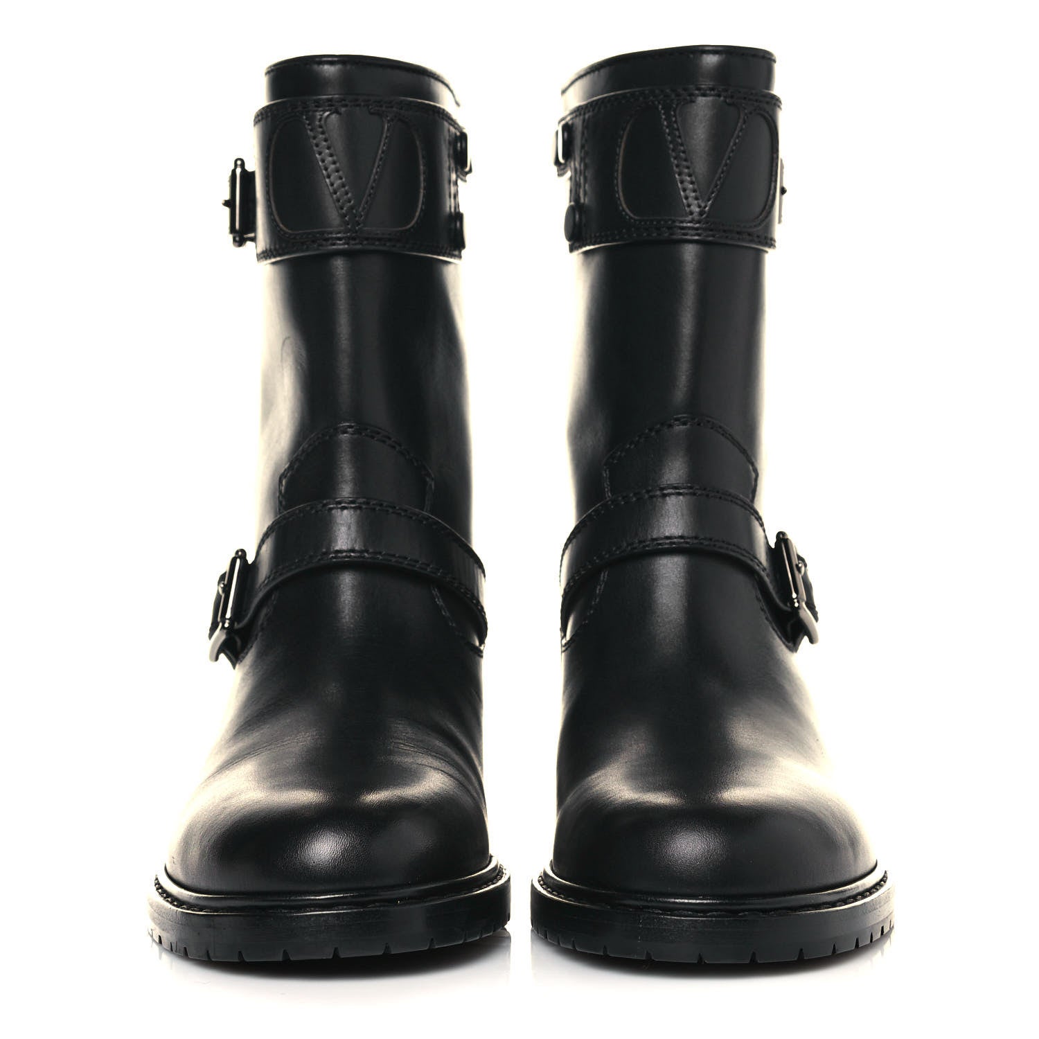 Valentino Garavani Calfskin Vlogo Biker Boots 40 Black 2 of 8
