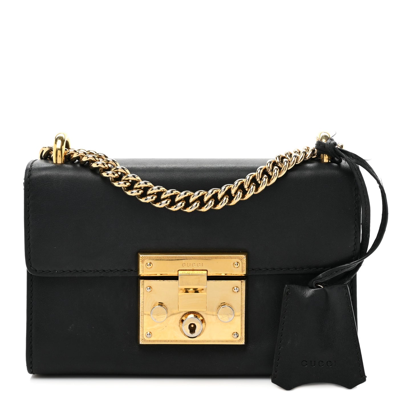 Calfskin Small Padlock Shoulder Bag Black