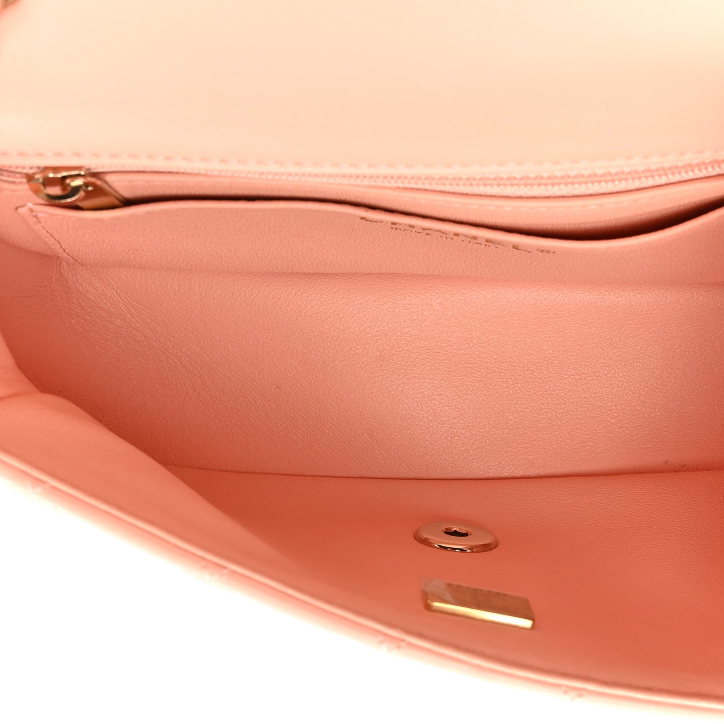 Lambskin Quilted Mini Rectangular Flap Light Orange