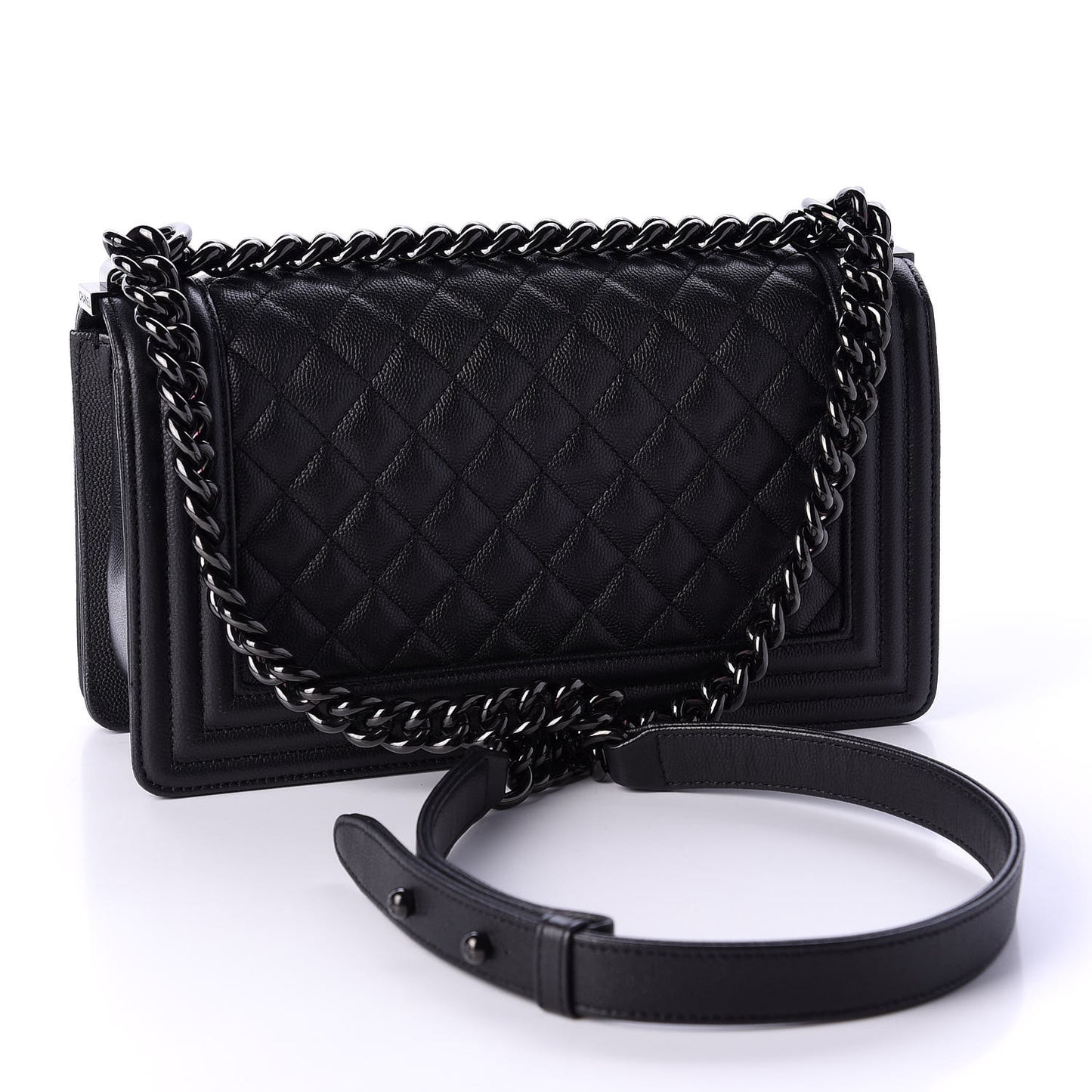 Caviar Quilted Medium Boy Flap So Black