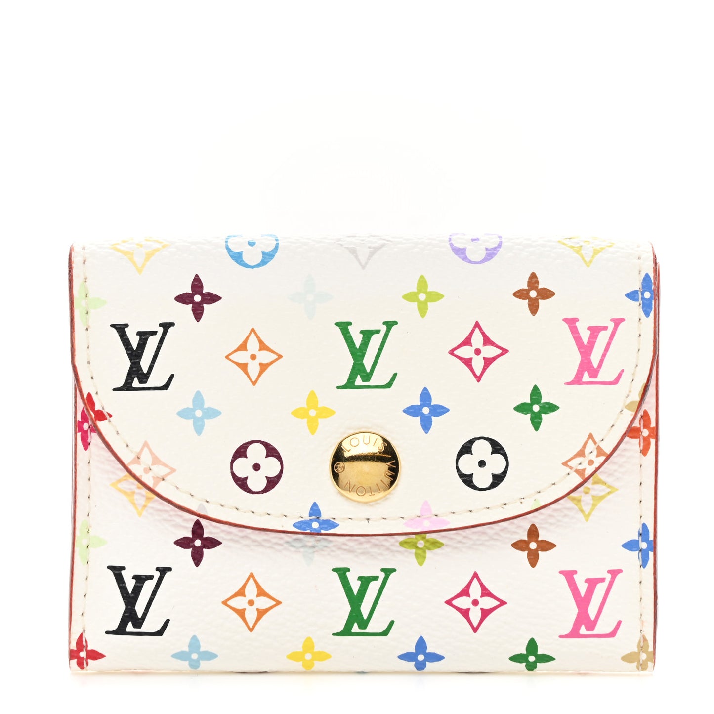 Monogram Multicolor Business Card Holder White Litchi