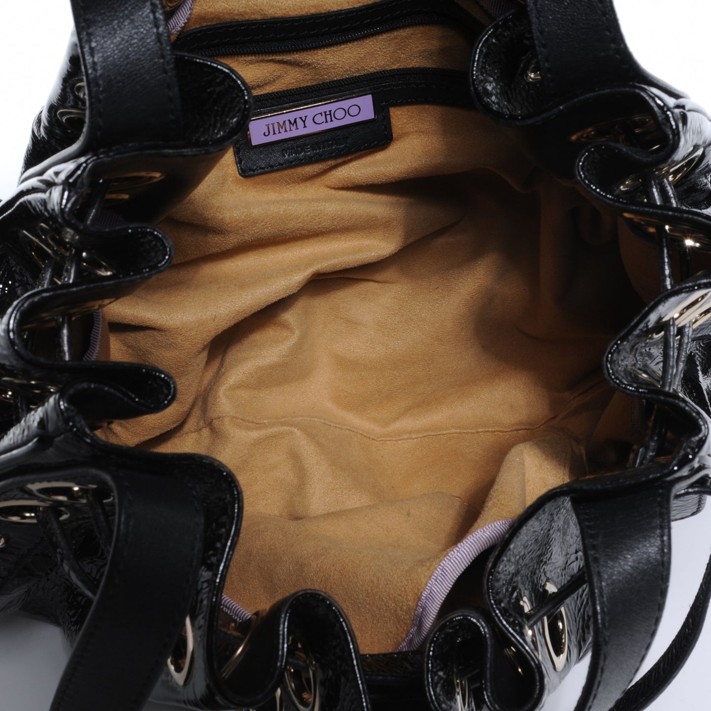 Crushed Patent Riki Bag Black