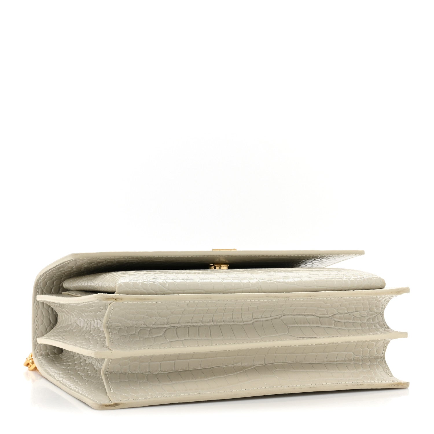 Saint Laurent Calfskin Crocodile Embossed Medium Monogram Sunset Blanc Vintage 4 of 13