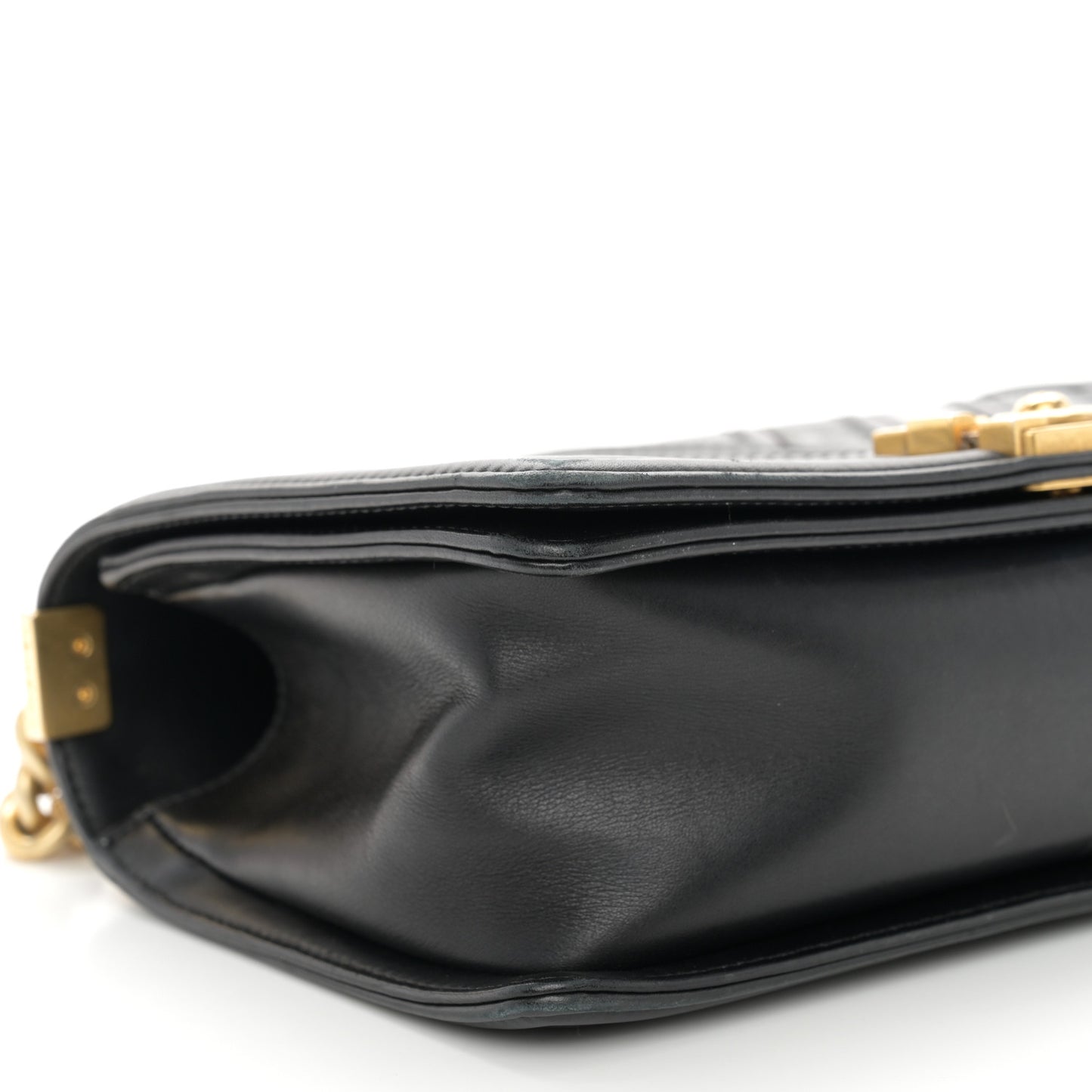 Caviar Suede Calfskin Chevron Medium Boy Flap Black