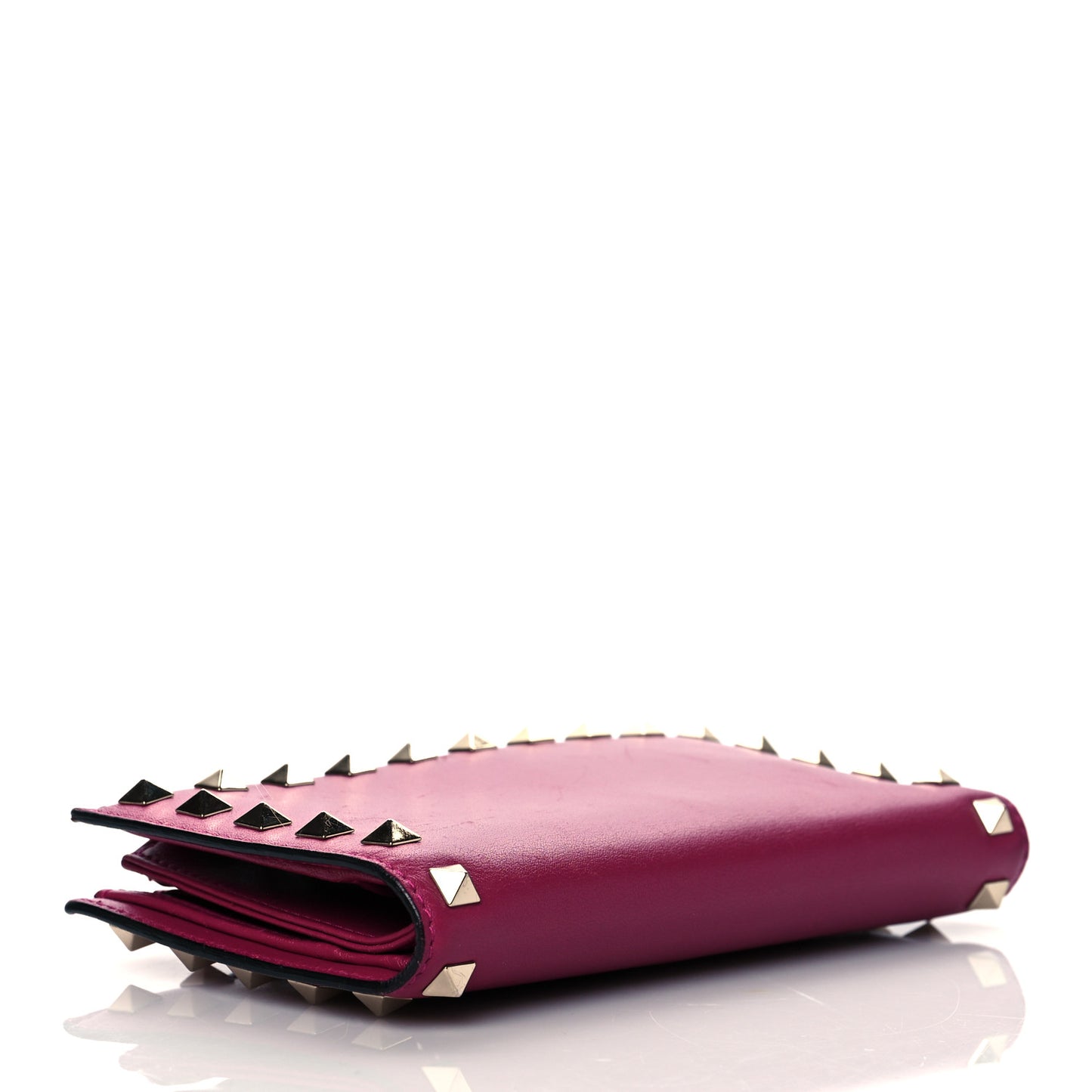 Calfskin Rockstud Continental Wallet Deep Cyclamin