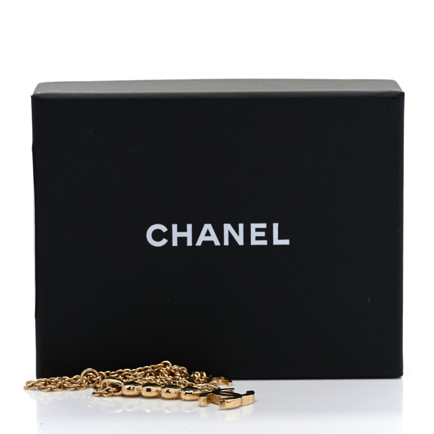 Crystal CC Heart Link Drop Necklace Gold