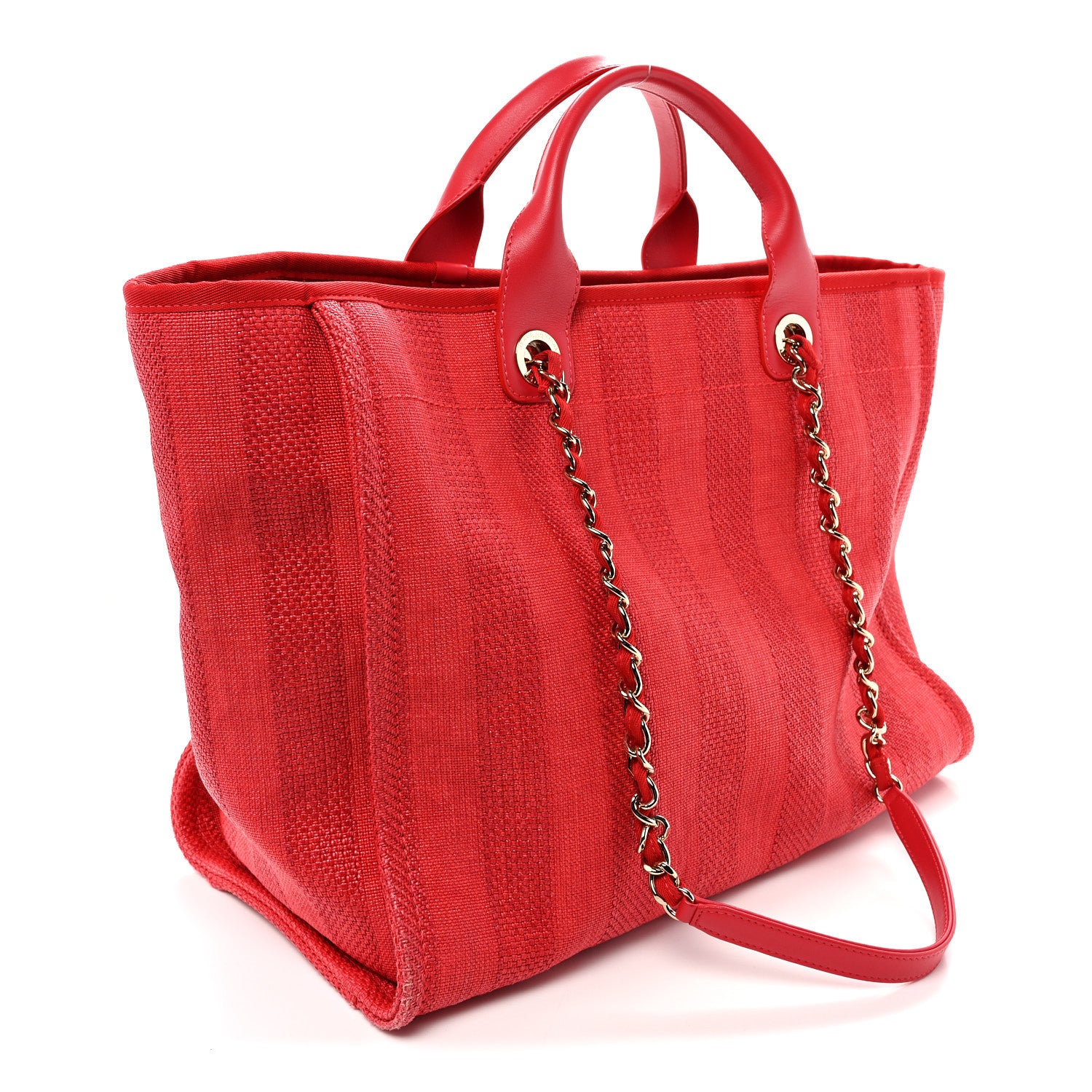 Chanel Mixed Fibers Striped Medium Deauville Tote Red 3 of 11