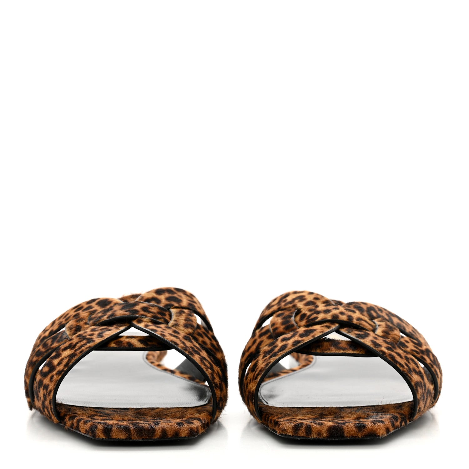 Saint Laurent Calf Hair Leopard Print Tribute 05 Slide Sandals 41 Manto Natural 2 of 10