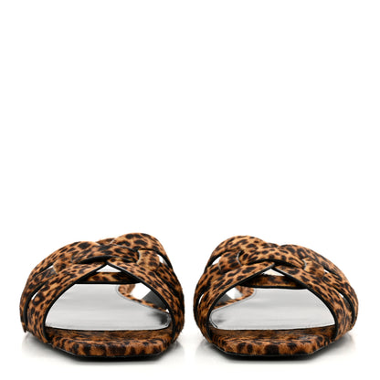 Saint Laurent Calf Hair Leopard Print Tribute 05 Slide Sandals 41 Manto Natural 2 of 10