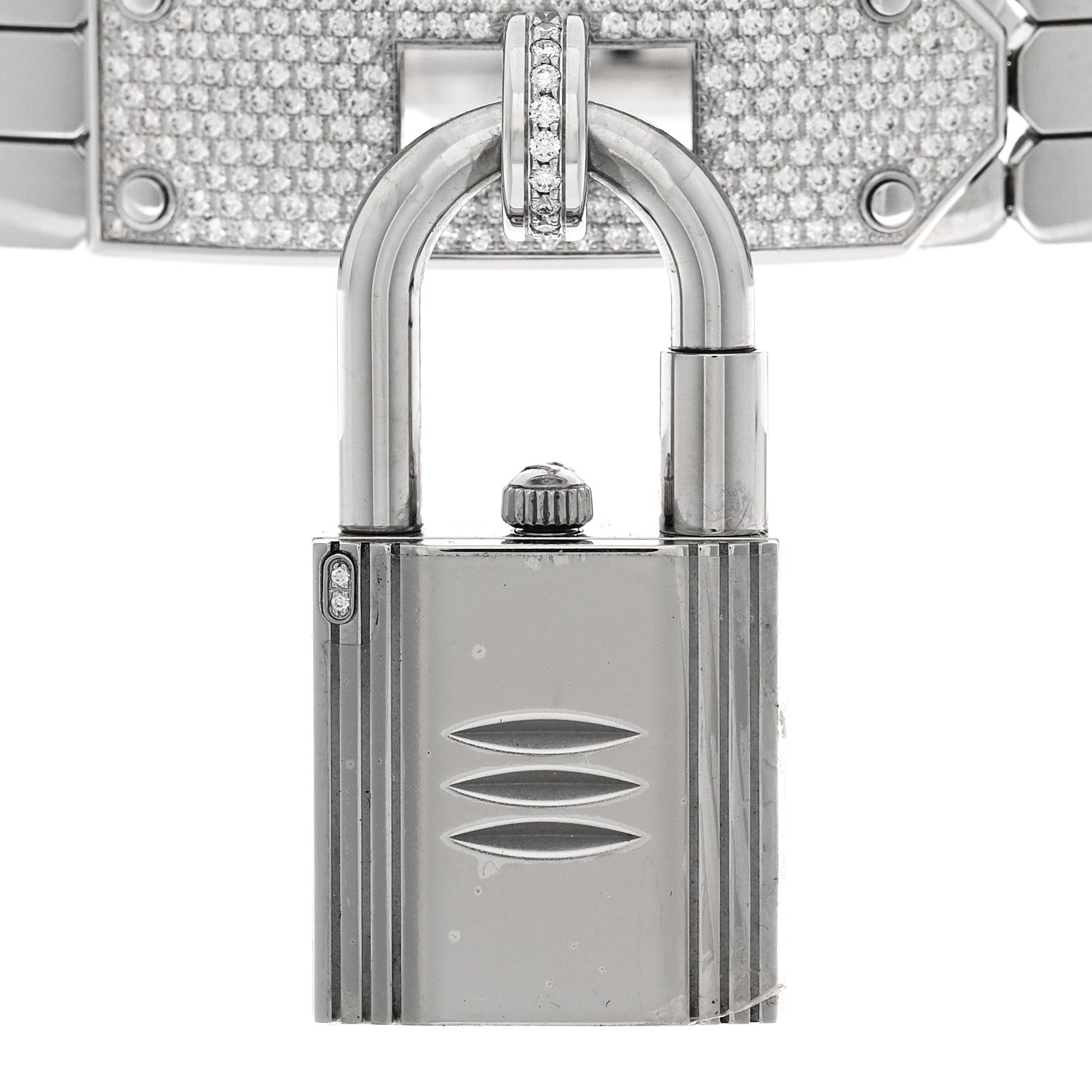 Hermes Stainless Steel Diamond Pave 16mm Kelly Quartz Watch 3 of 5