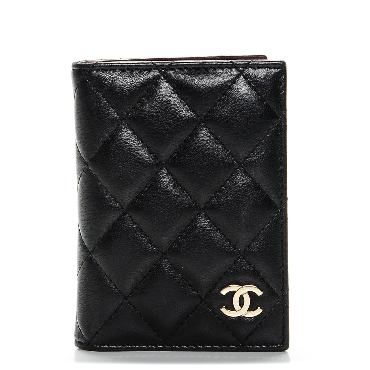Lambskin Quilted CC Card Holder Wallet Black