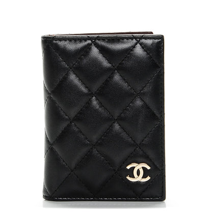 Chanel Lambskin Quilted CC Card Holder Wallet Black 1 of 7