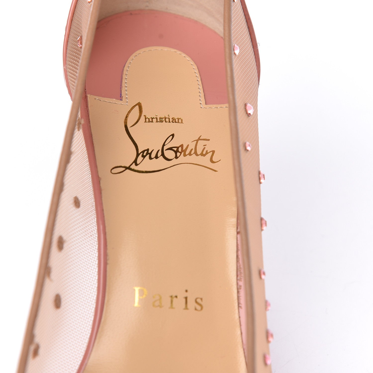 Christian Louboutin Patent Rete Strass Follies 70 Pumps 36.5 Guimauve 7 of 8