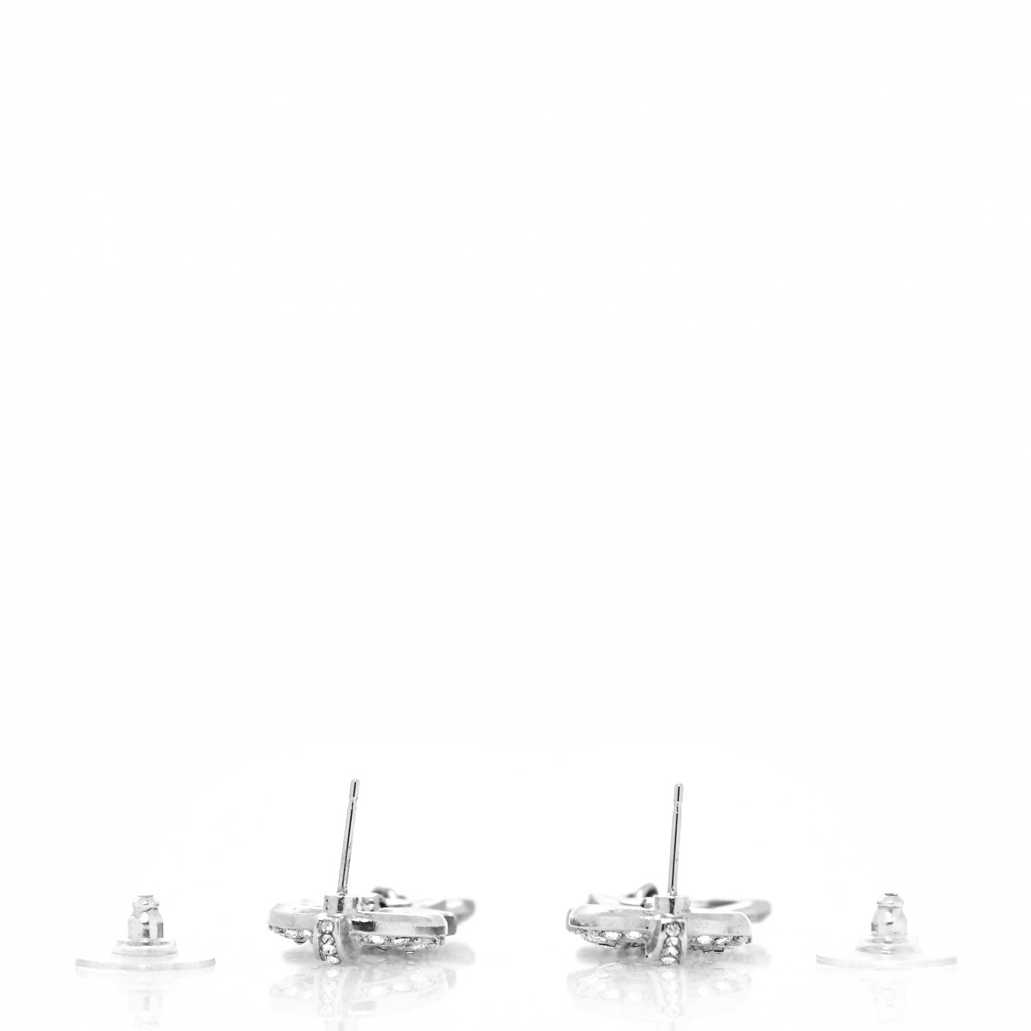 Chanel Strass Crystal CC Star Drop Earrings Silver 3 of 4