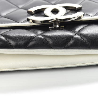 Chanel Lambskin Quilted Flap Black White 11 of 18