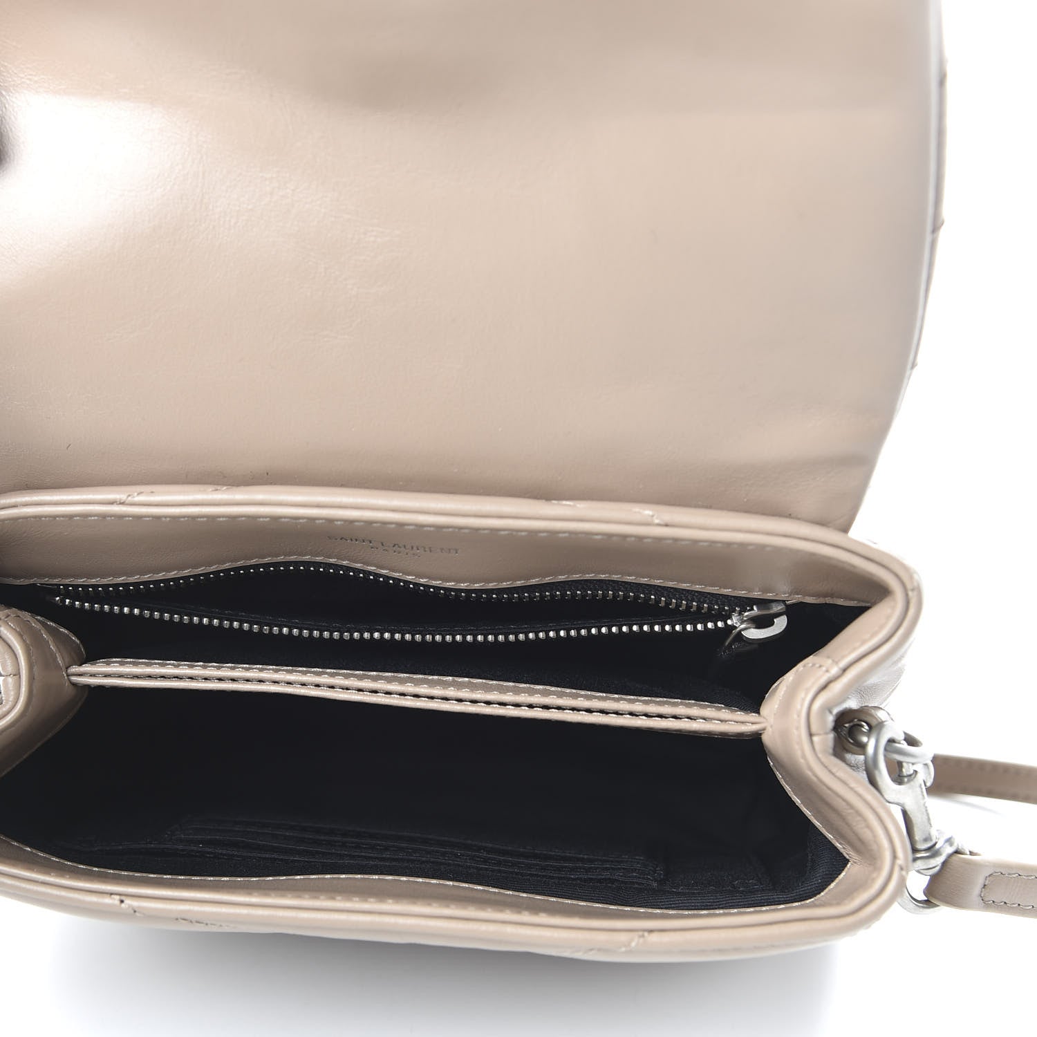 Saint Laurent Calfskin Y Quilted Monogram Toy Loulou Crossbody Bag Dusty Grey 5 of 10