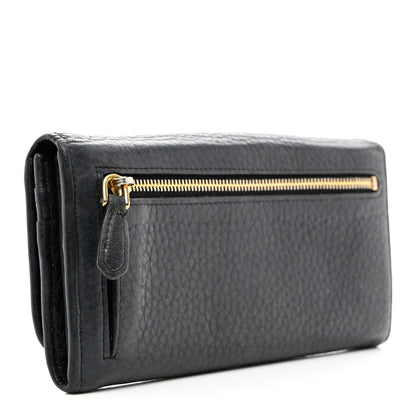 Prada Vitello Daino Continental Flap Wallet Black 3 of 8
