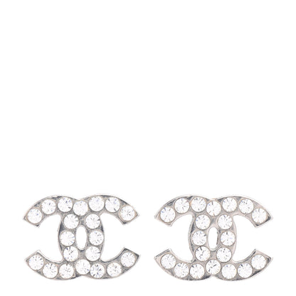 Chanel Crystal CC Earrings Silver 1 of 4