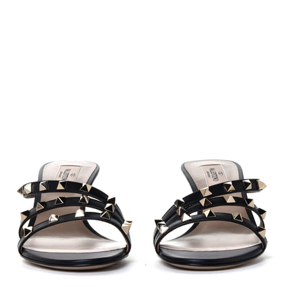 Valentino Garavani Calfskin Nappa Rockstud 60mm Slide Sandals 38 Black 7 of 12