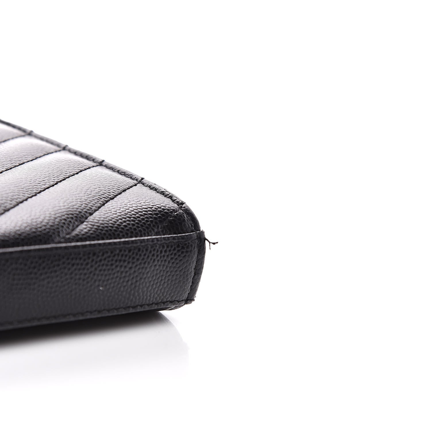 Saint Laurent Grain De Poudre Matelasse Chevron Monogram Chain Wallet Black 10 of 11