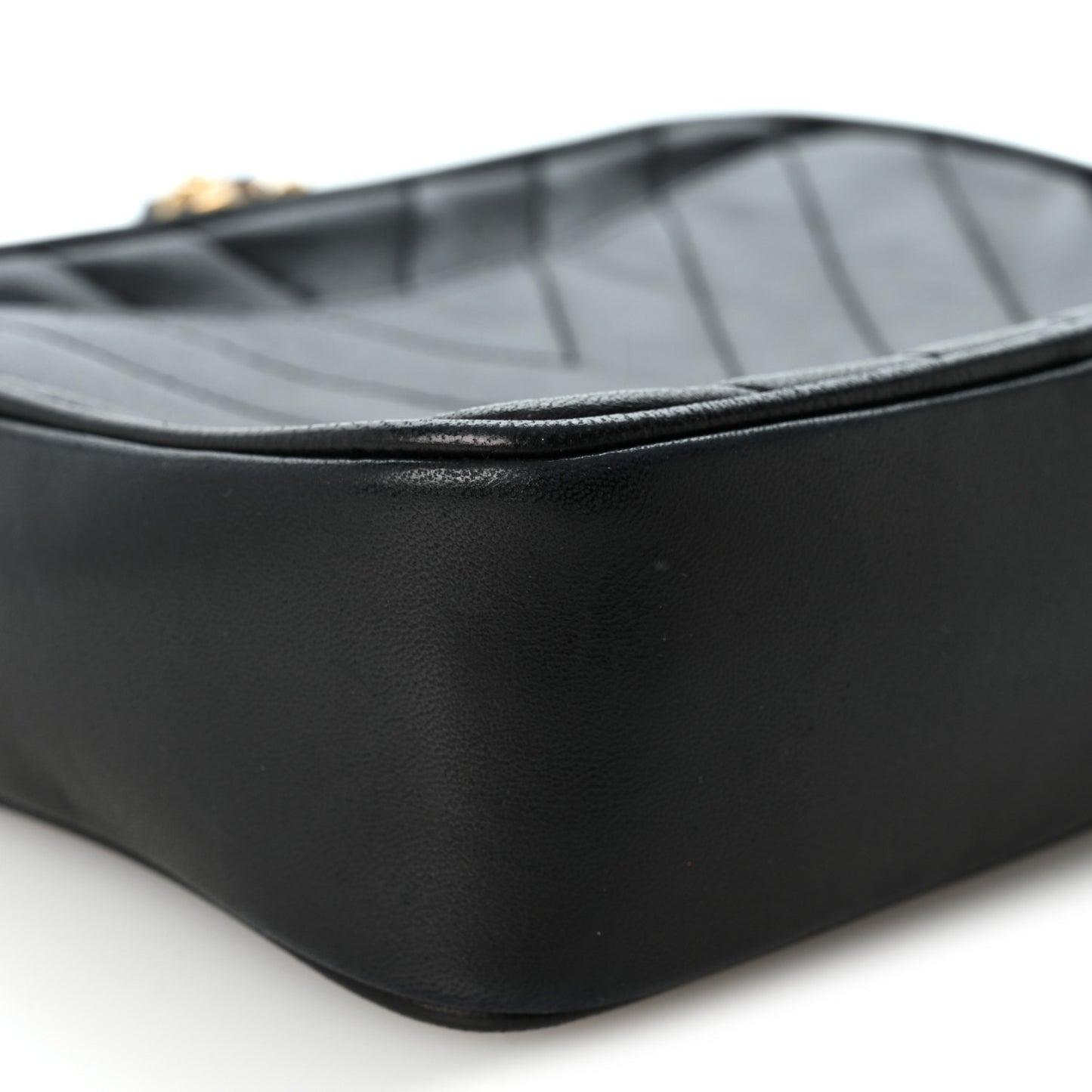 Lambskin Chevron Quilted Small Camera Case Black