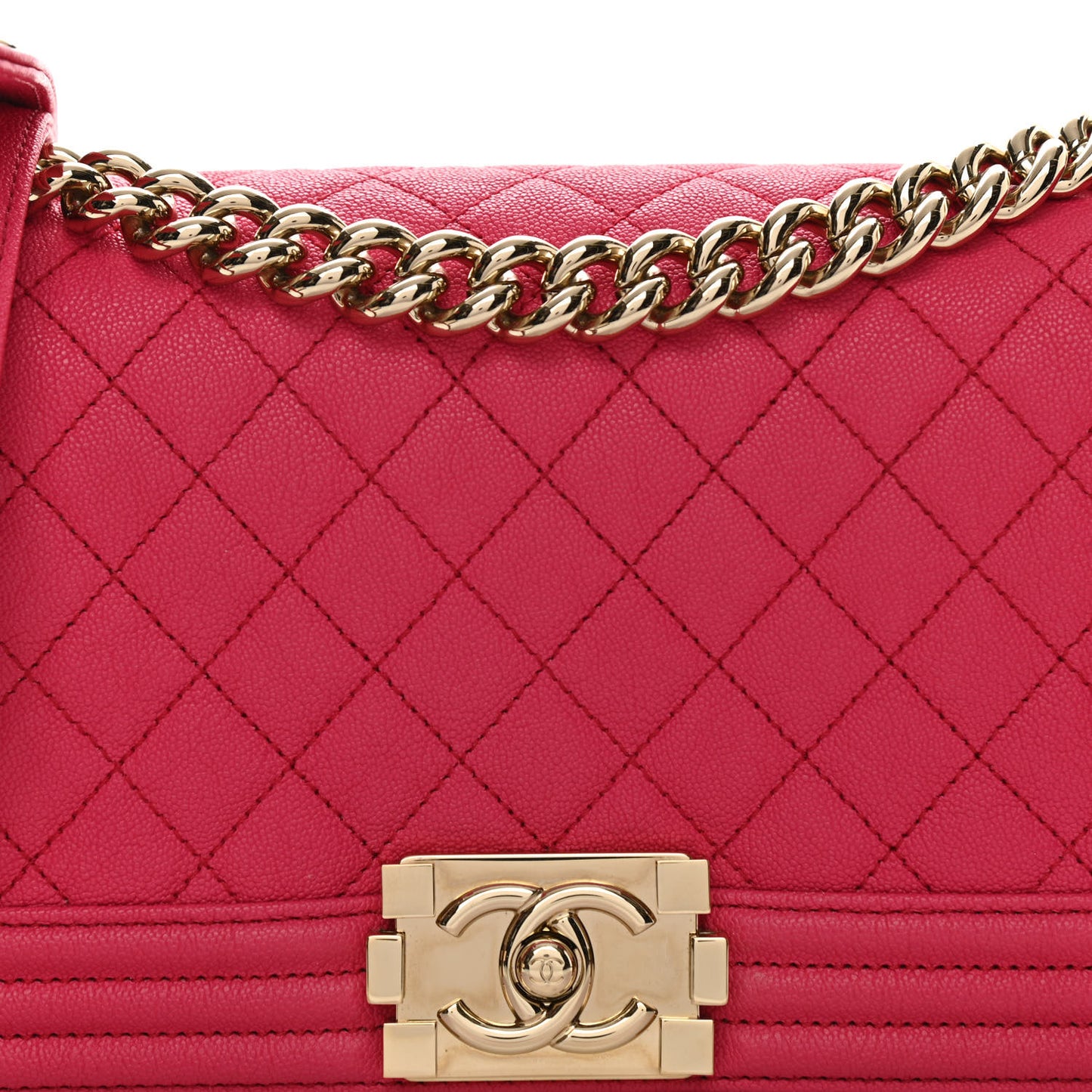Caviar Quilted Medium Boy Flap Dark Pink