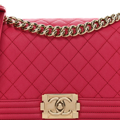 Chanel Caviar Quilted Medium Boy Flap Dark Pink 8 of 12