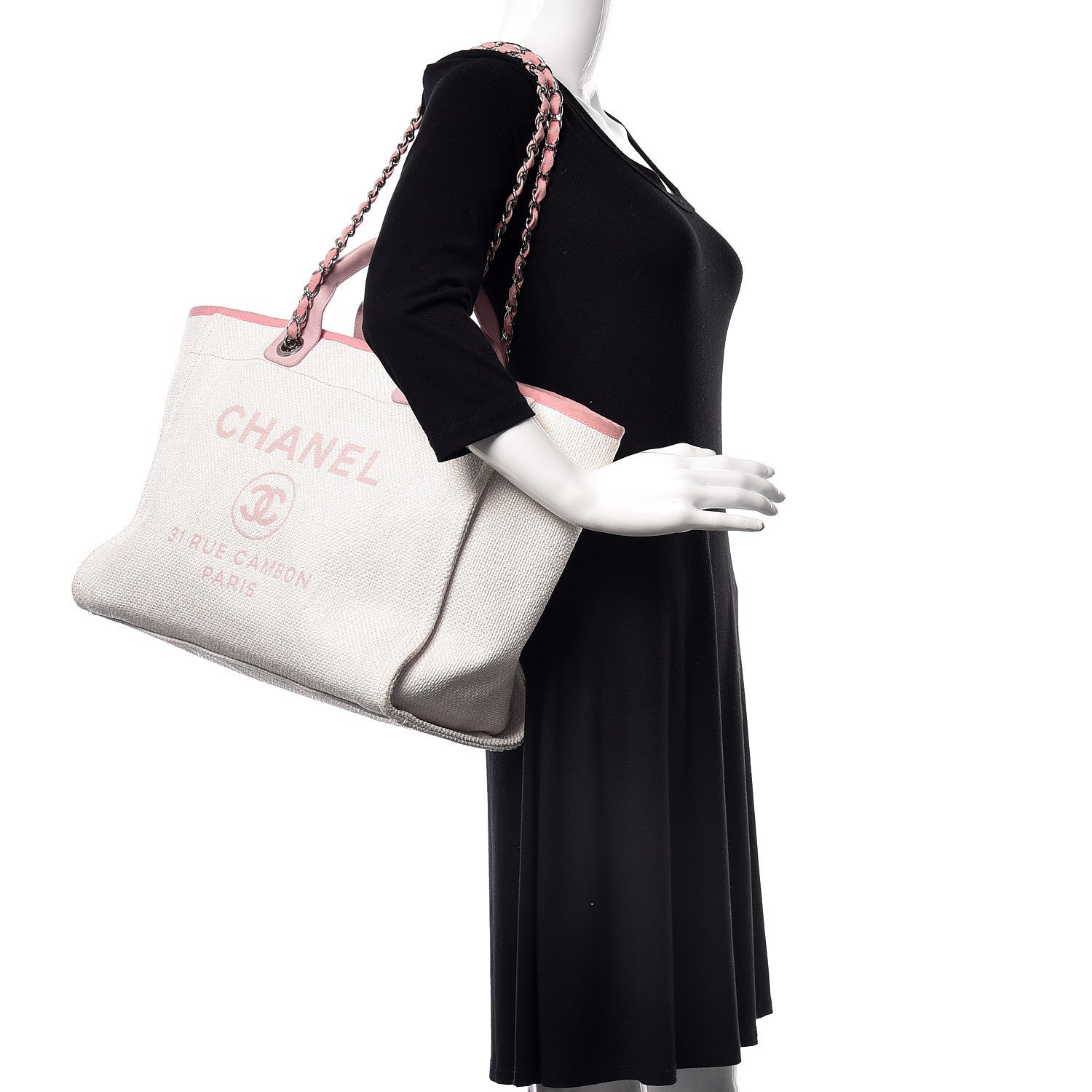 Chanel Woven Straw Raffia Large Deauville Tote Pink 2 of 31