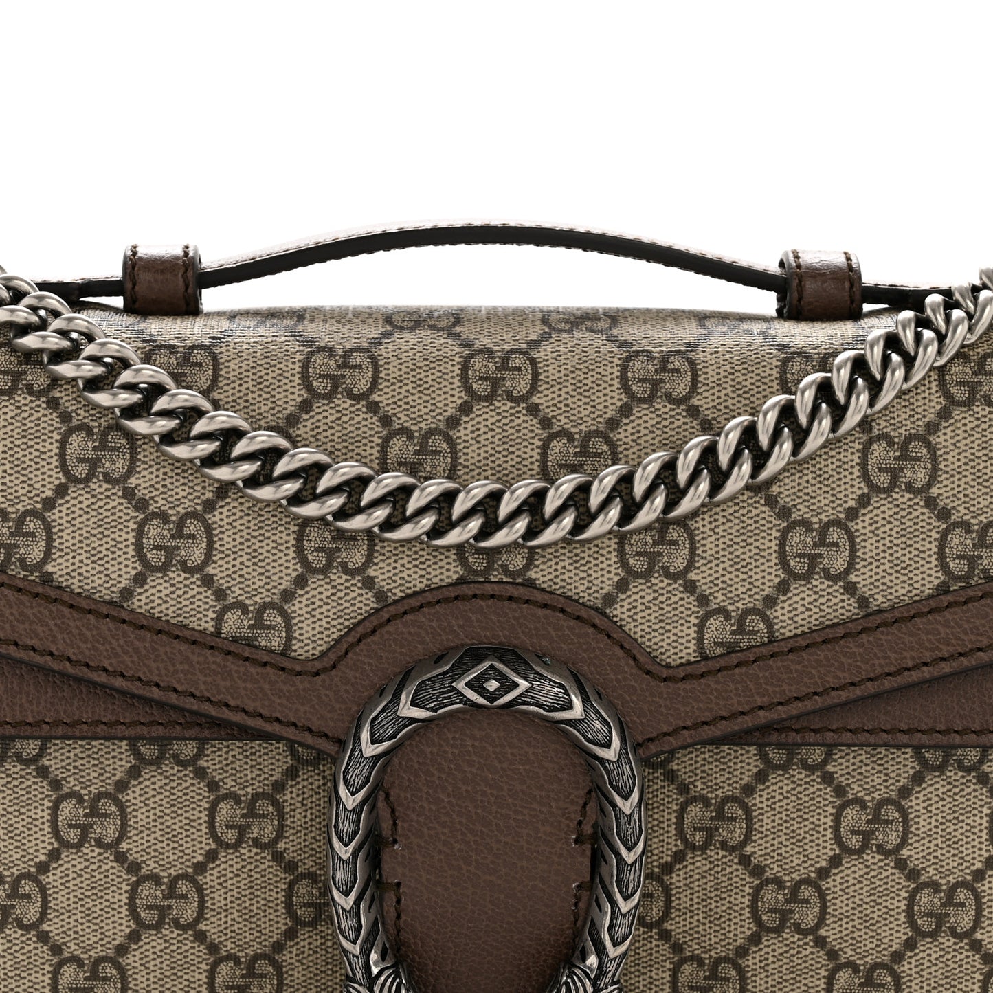 GG Supreme Monogram Textured Dollar Calfskin Top Handle Dionysus Shoulder Bag Beige Ebony New Acero