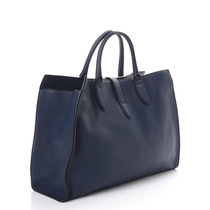 Gucci Soft Calfskin Medium Jackie Top Handle Bag Classic Blue Marine 3 of 7