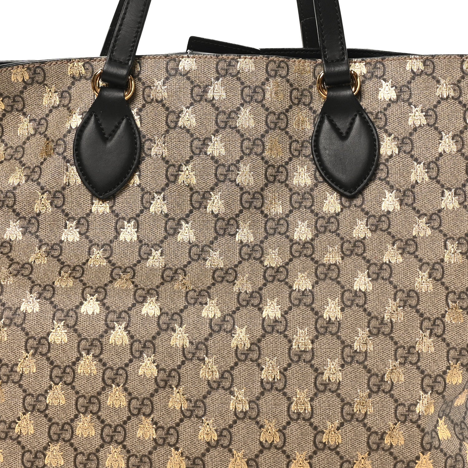 Gucci Soft GG Supreme Monogram Bees Medium Crossbody Tote Beige Oro Black 8 of 11