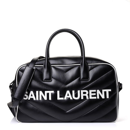 Saint Laurent Calfskin Medium Miles Logo Bowler Duffel Bag Black 1 of 12