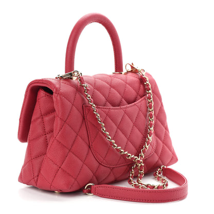 Chanel Caviar Quilted Mini Coco Handle Flap Fuchsia 3 of 10