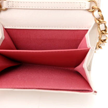 Chanel Lambskin Quilted Chanel 19 Flap Coin Purse With Chain White 5 of 14