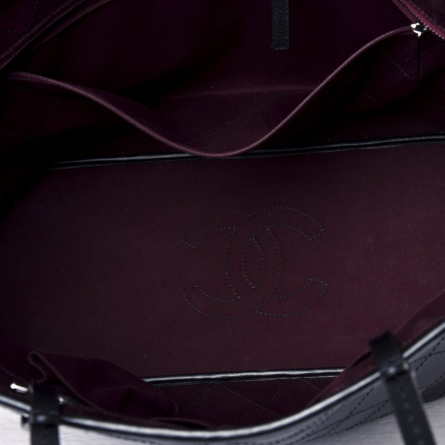 Grained Calfskin Large Shopping Fever Tote Black