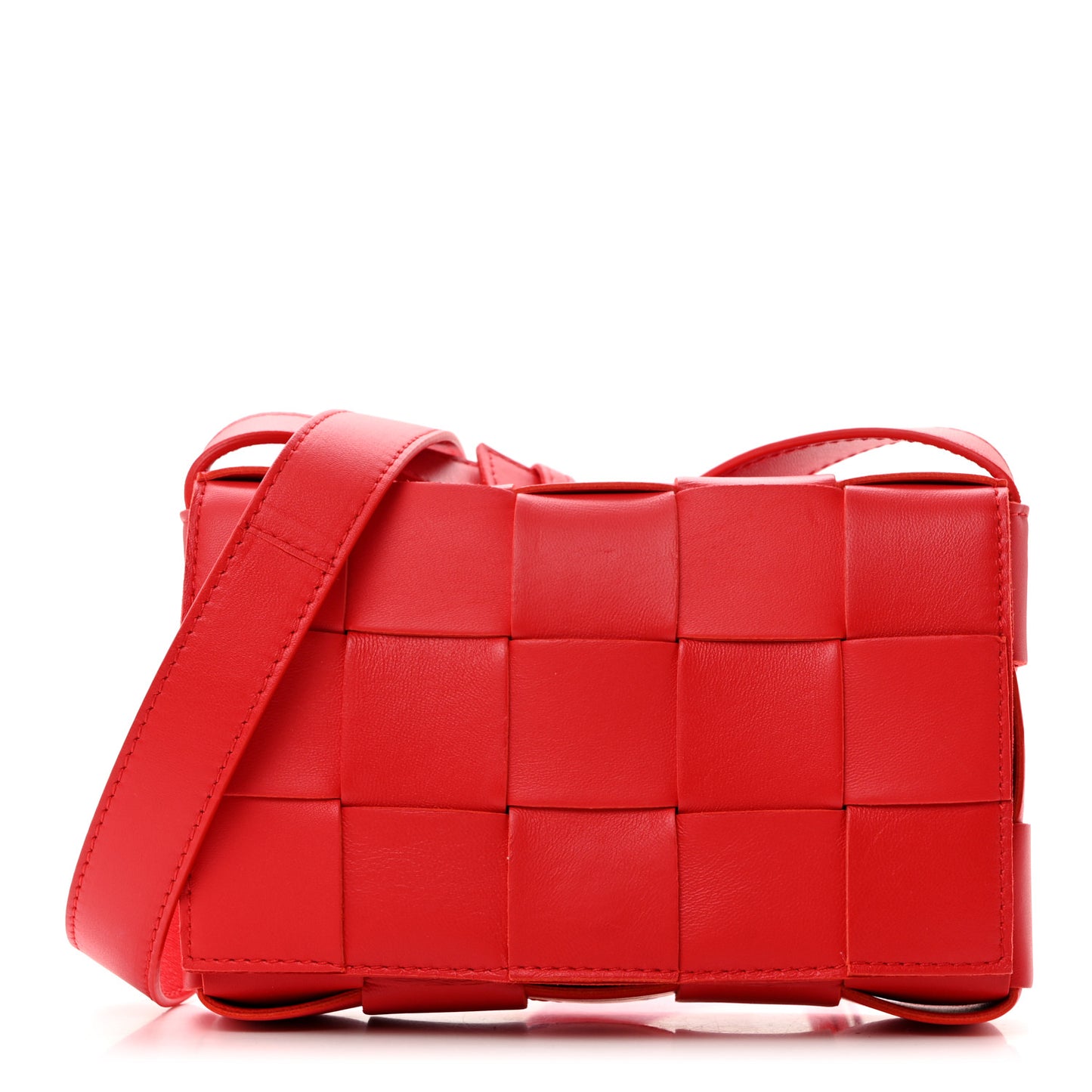 Lambskin Maxi Intrecciato Small Cassette Crossbody Bag Redstone