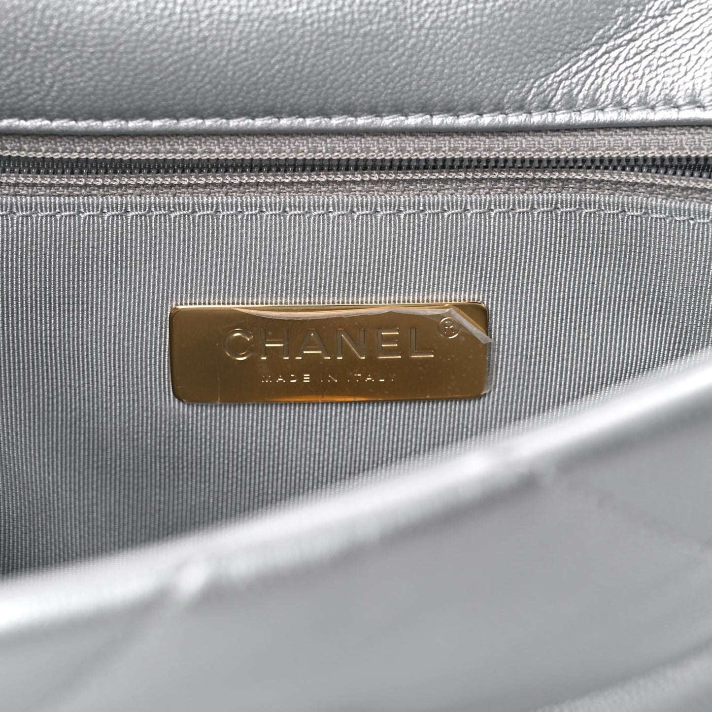 Metallic Goatskin Quilted Medium Chanel 19 Flap Silver