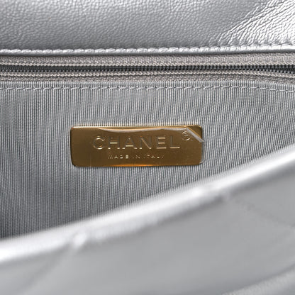 Chanel Metallic Goatskin Quilted Medium Chanel 19 Flap Silver 6 of 9