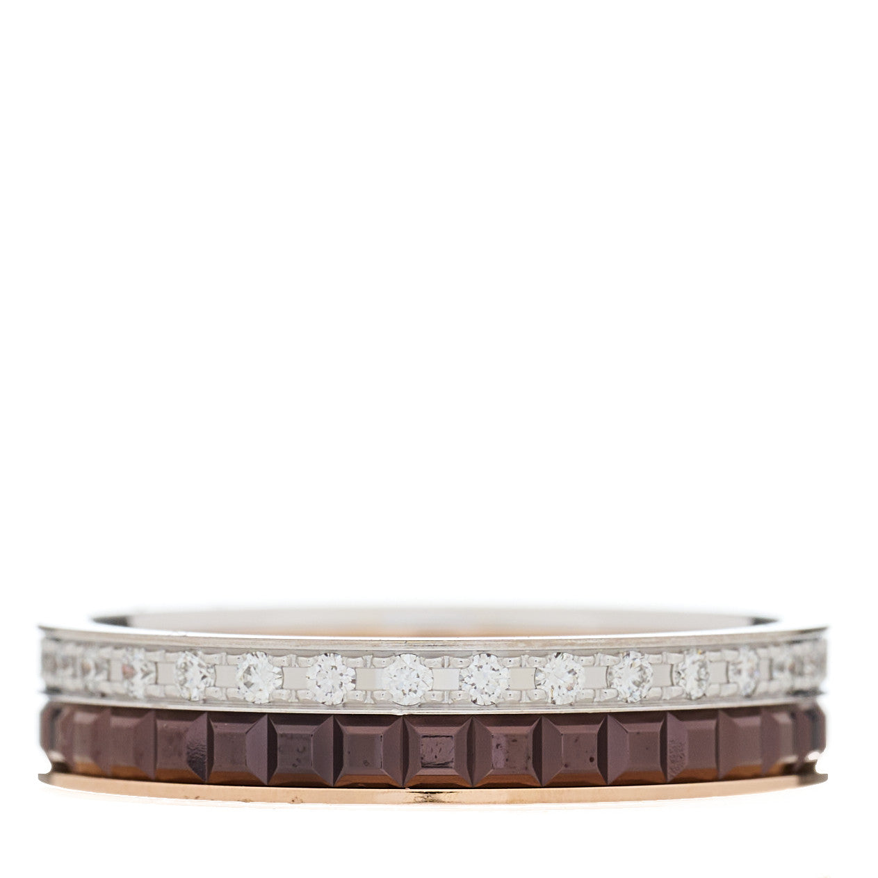 18K Pink White Gold PVD Diamond Quatre Classique Wedding Band Ring 49 5