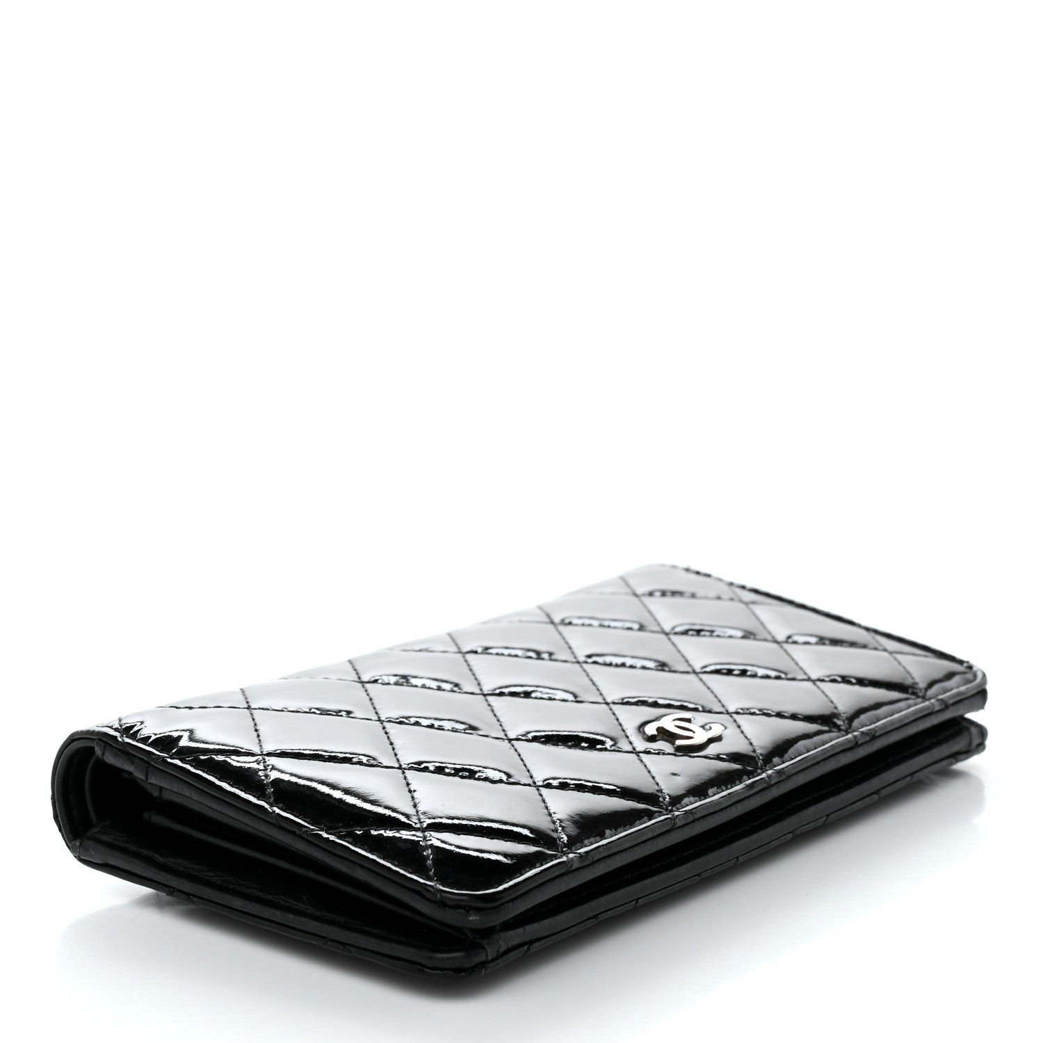 Chanel Patent Calfskin Quilted Yen Wallet Black 4 of 9