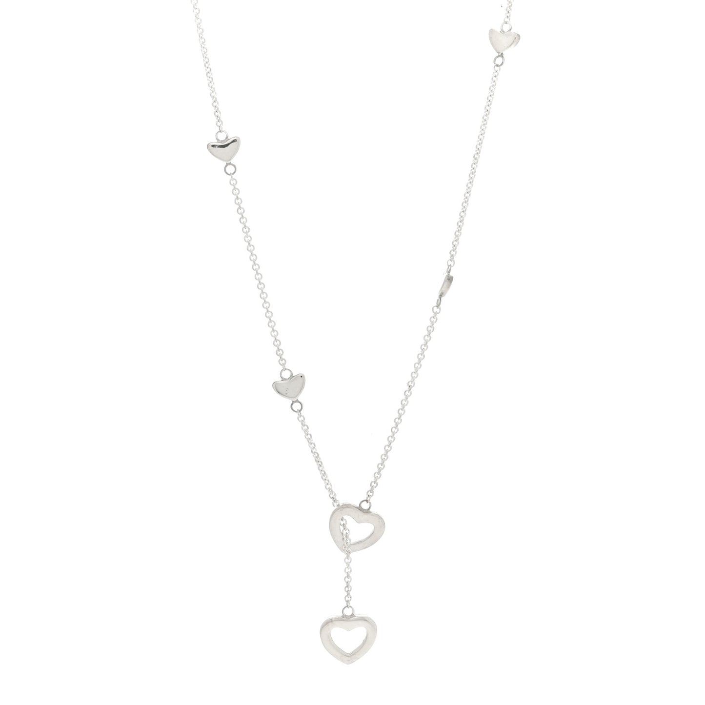 Sterling Silver Heart Lariat Necklace