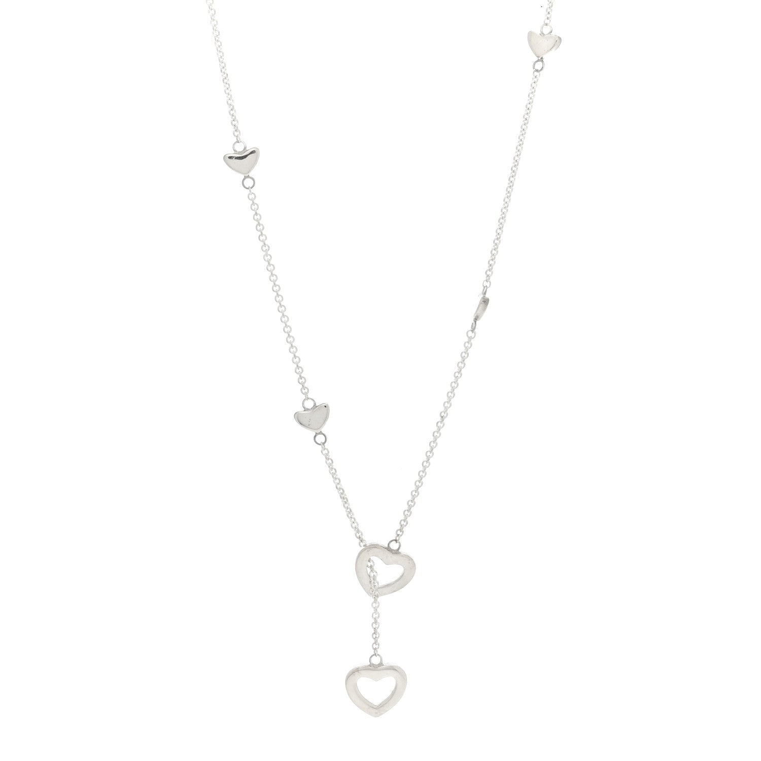 Tiffany Sterling Silver Heart Lariat Necklace 1 of 4