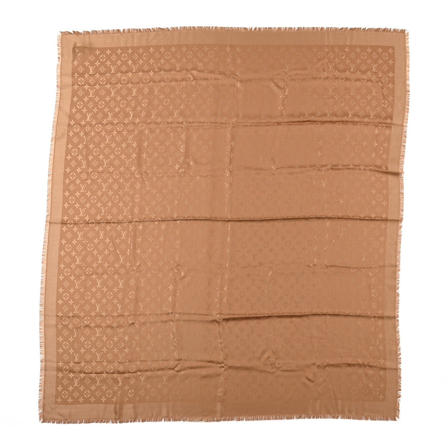 Louis Vuitton Silk Wool Monogram Shine Shawl Caramel 1 of 4
