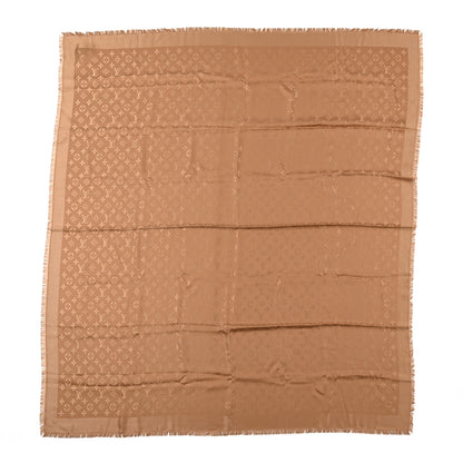 Louis Vuitton Silk Wool Monogram Shine Shawl Caramel 1 of 4