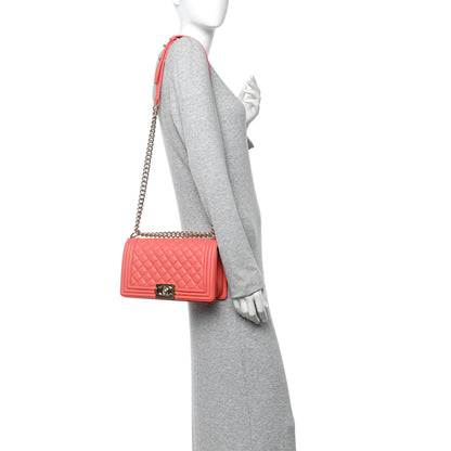 Chanel Calfskin Quilted Medium Boy Flap Coral 2 of 10