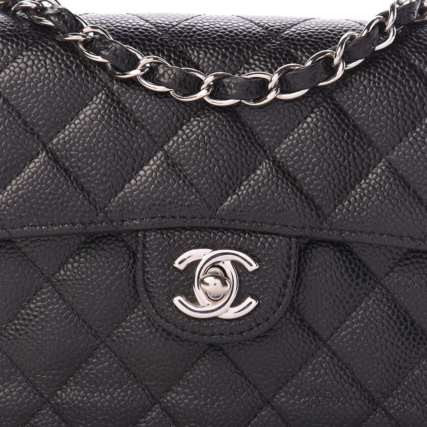 Caviar Quilted Mini Square Flap Black