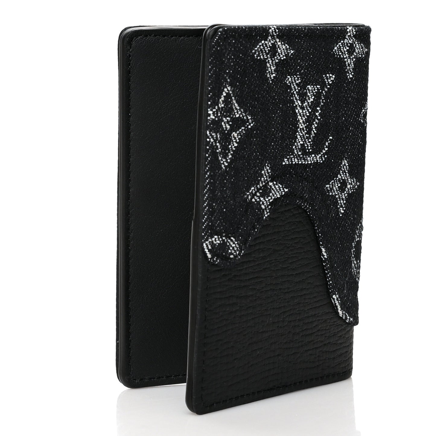 X NIGO Taurillon Monogram Denim Drip Pocket Organizer Black