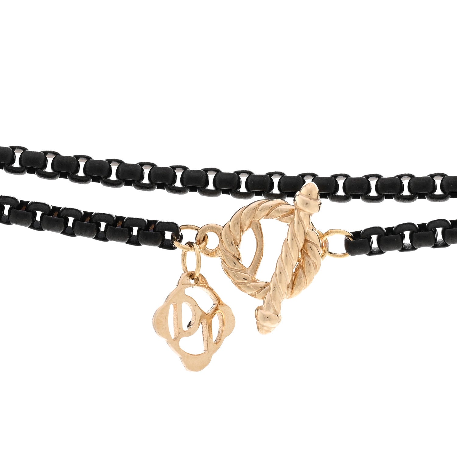 David Yurman Stainless Steel 14K Yellow Gold Acrylic Bel Aire Chain Necklace Black 4 of 4