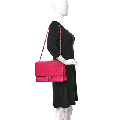 Chanel Calfskin Stitched Double Flap Bag Pink 2 of 11